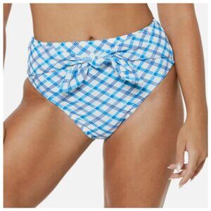 NWT Jessica Simpson Women's Caspian Blue & White Plaid Bikini Bottom, Size Small